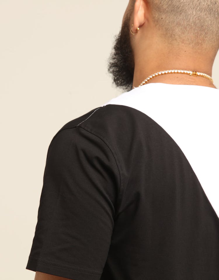 BLACK PYRAMID SPLIT ZIG ZAG STITCH SHIRT WHITE/BLACK