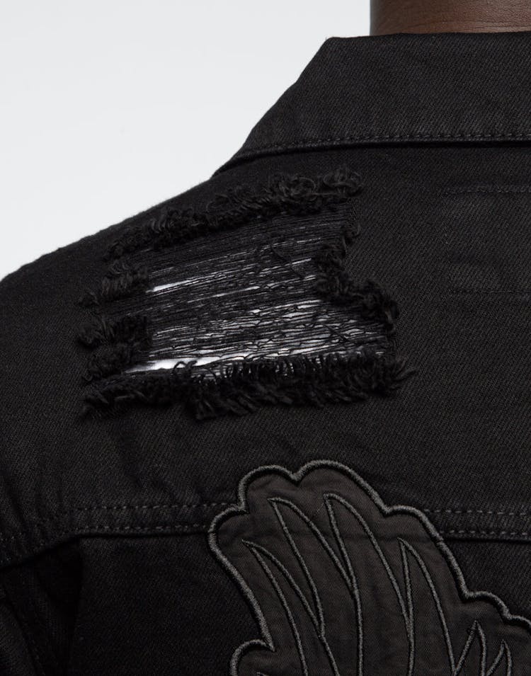 Rats Get Fat Rouge Blackout Denim Jacket Black