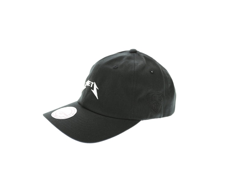 Mitchell & Ness Nets Rock Font Dad Hat Black