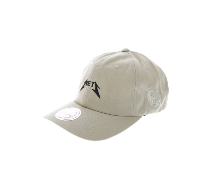 Mitchell & Ness Nets Rock Font Dad Hat Khaki
