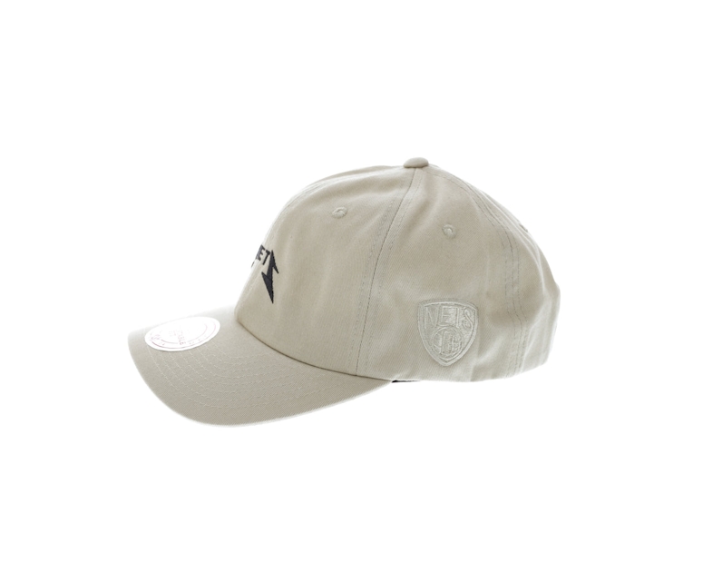 Mitchell & Ness Nets Rock Font Dad Hat Khaki