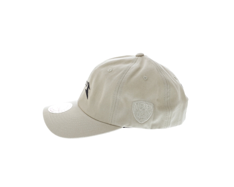 Mitchell & Ness Nets Rock Font Dad Hat Khaki