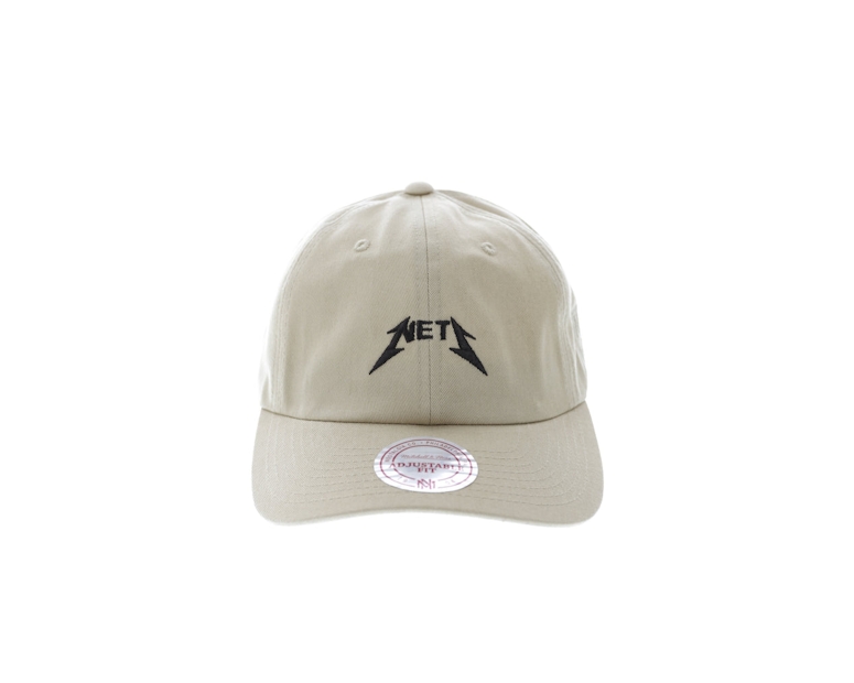Mitchell & Ness Nets Rock Font Dad Hat Khaki