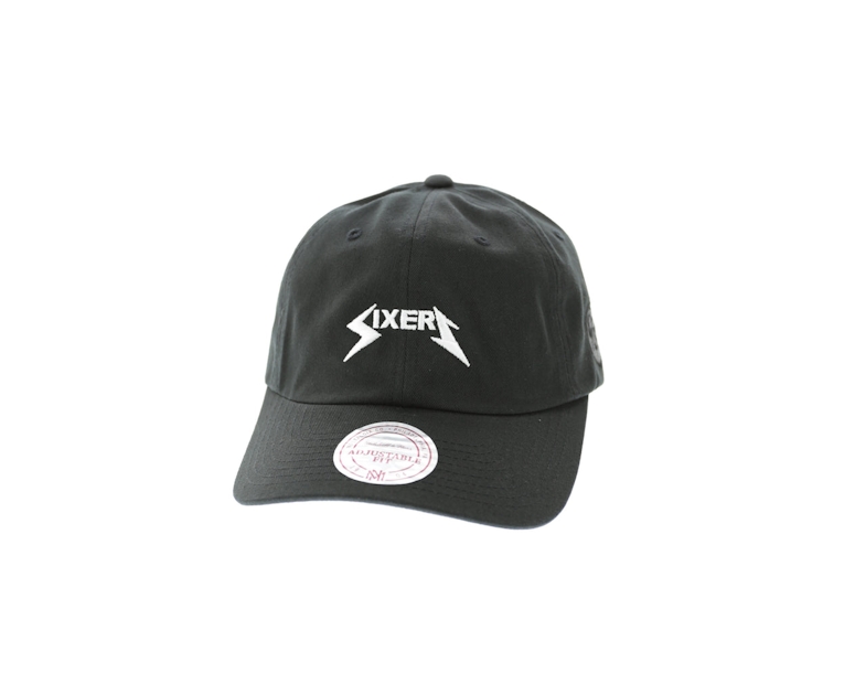 Mitchell & Ness 76ers Rock Font Dad Hat Black