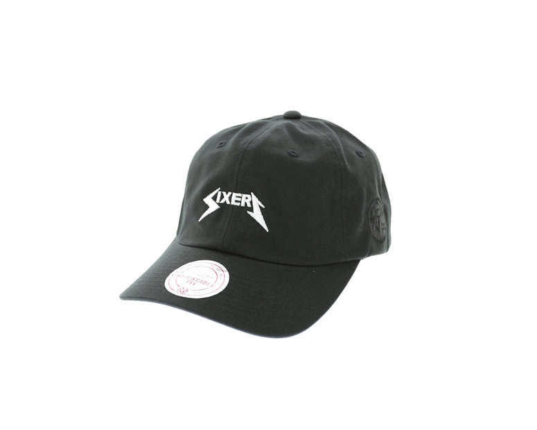 Mitchell & Ness 76ers Rock Font Dad Hat Black