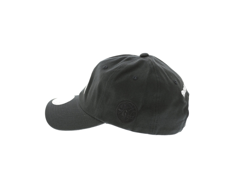 Mitchell & Ness 76ers Rock Font Dad Hat Black