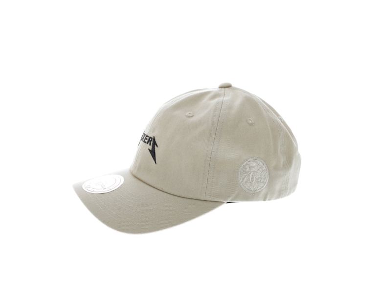 Mitchell & Ness 76ers Rock Font Dad Hat Khaki