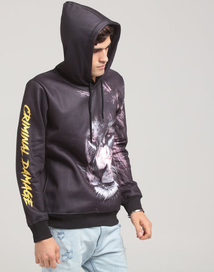 Criminal Damage Lion Hood Black/Multi-Coloured