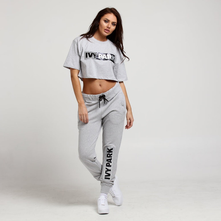 Ivy Park Sequin Brush Logo Jogger Grey Marle