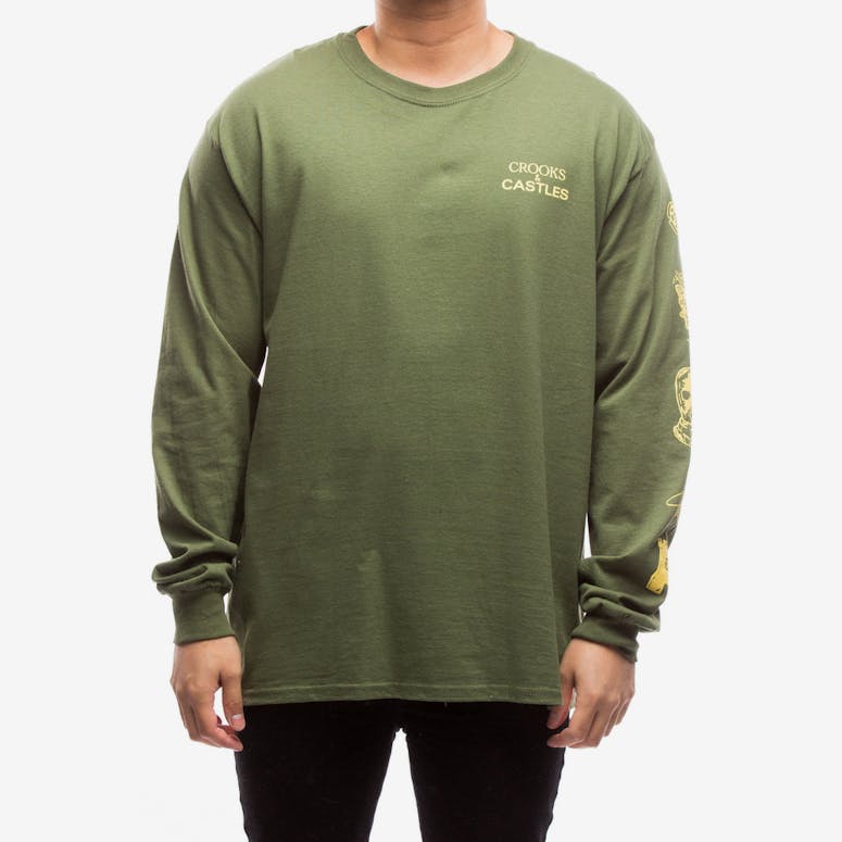 Crooks & Castles Etching Knit LS Tee Khaki Green