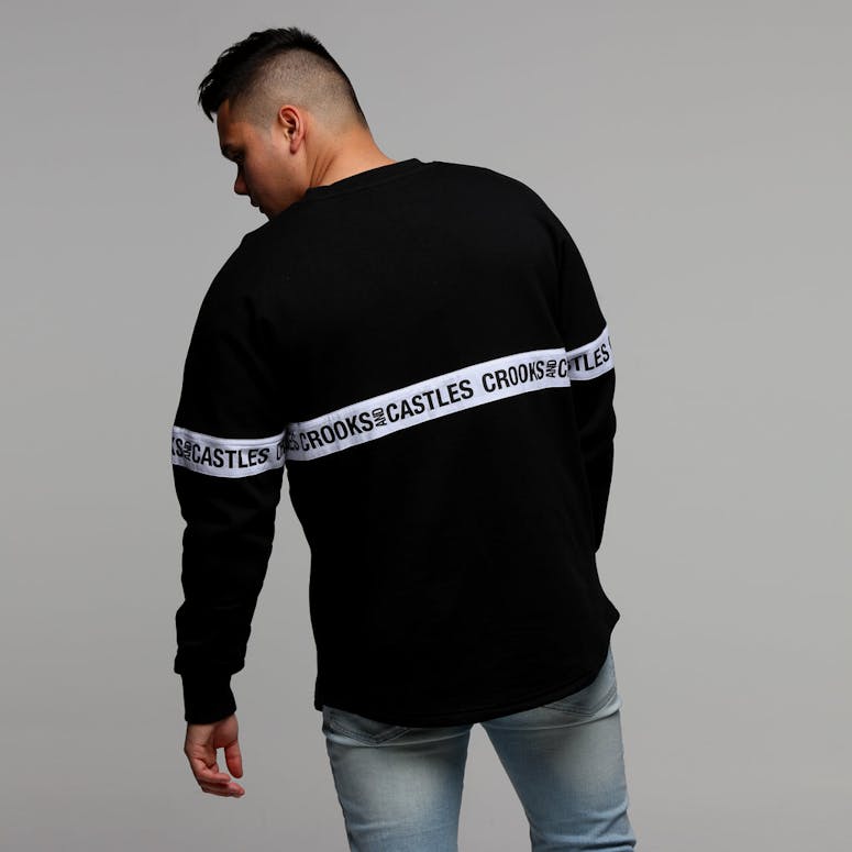 Crooks & Castles Dolman Knit LS T Side Line Tee Black