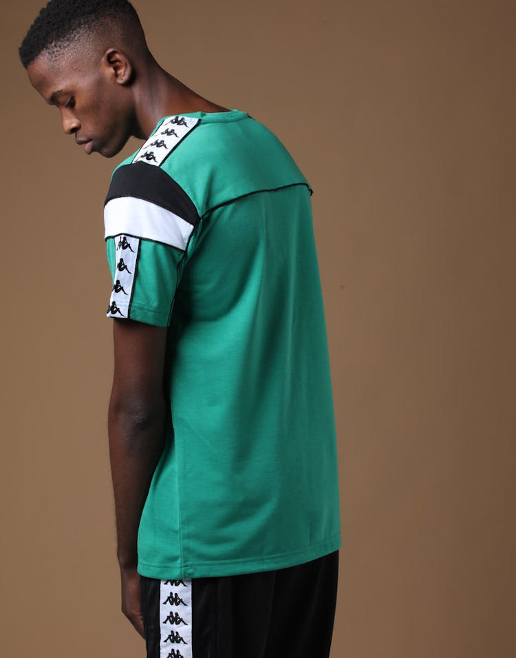 KAPPA 222 Banda Arar Slim SS Tee Green/Black/White
