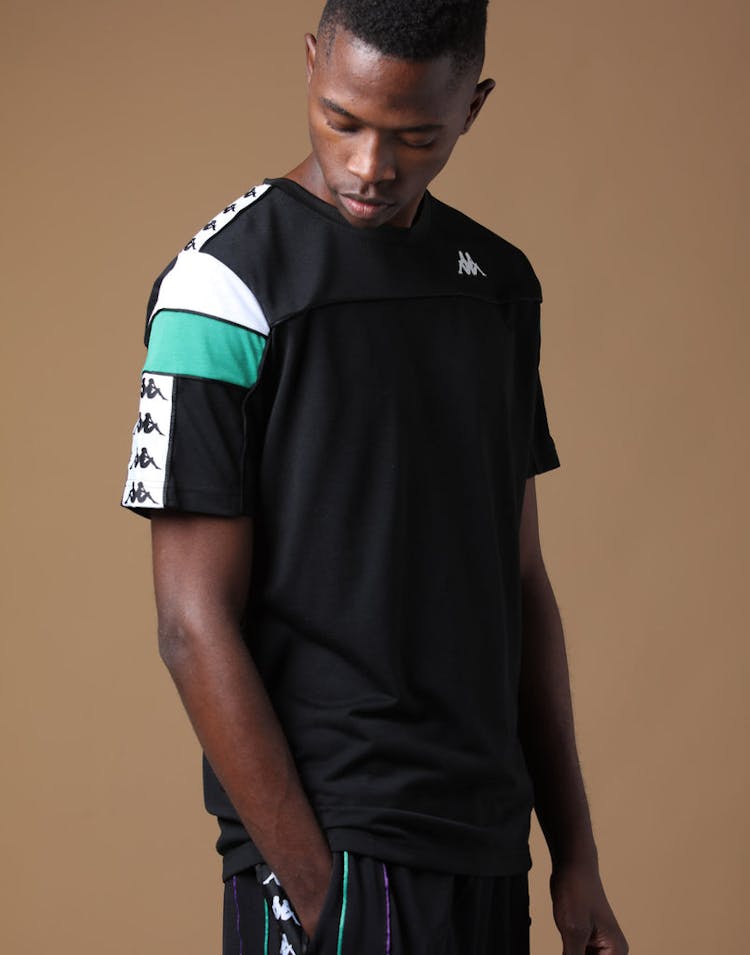 KAPPA 222 Banda Arar Slim SS Tee Black/White/Green