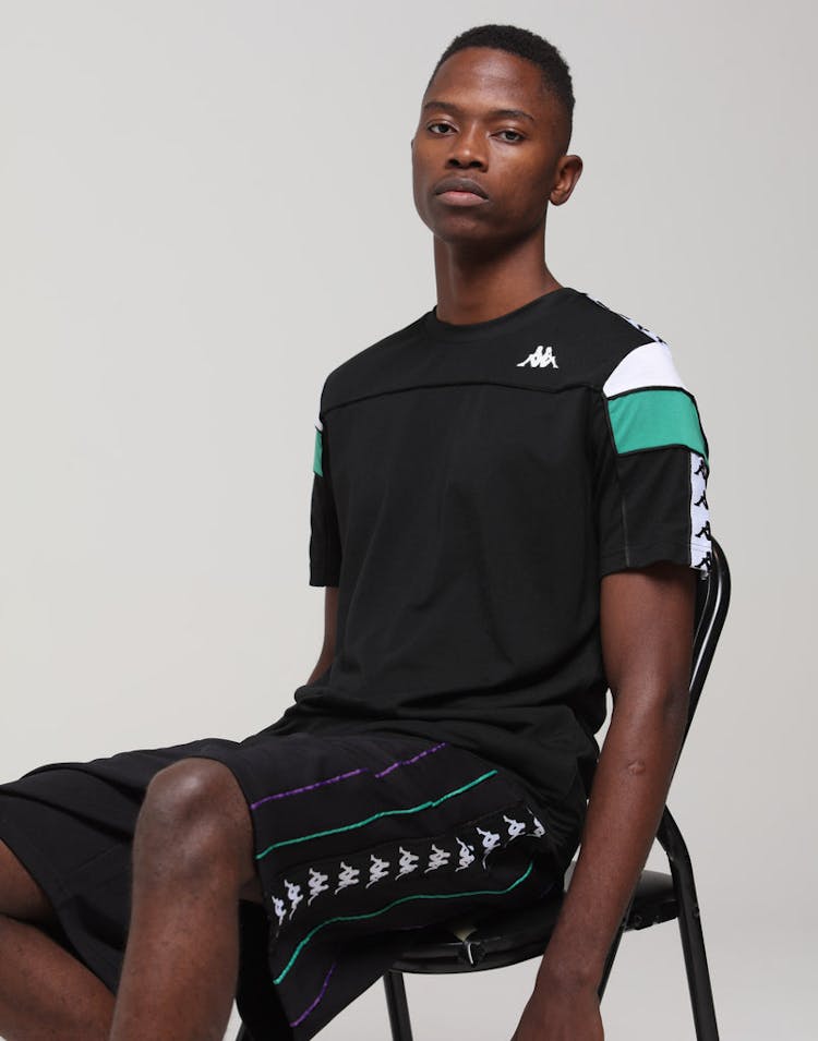 KAPPA 222 Banda Arar Slim SS Tee Black/White/Green