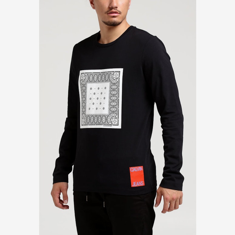 Calvin Klein Long Sleeve Bandana Slim Tee Black