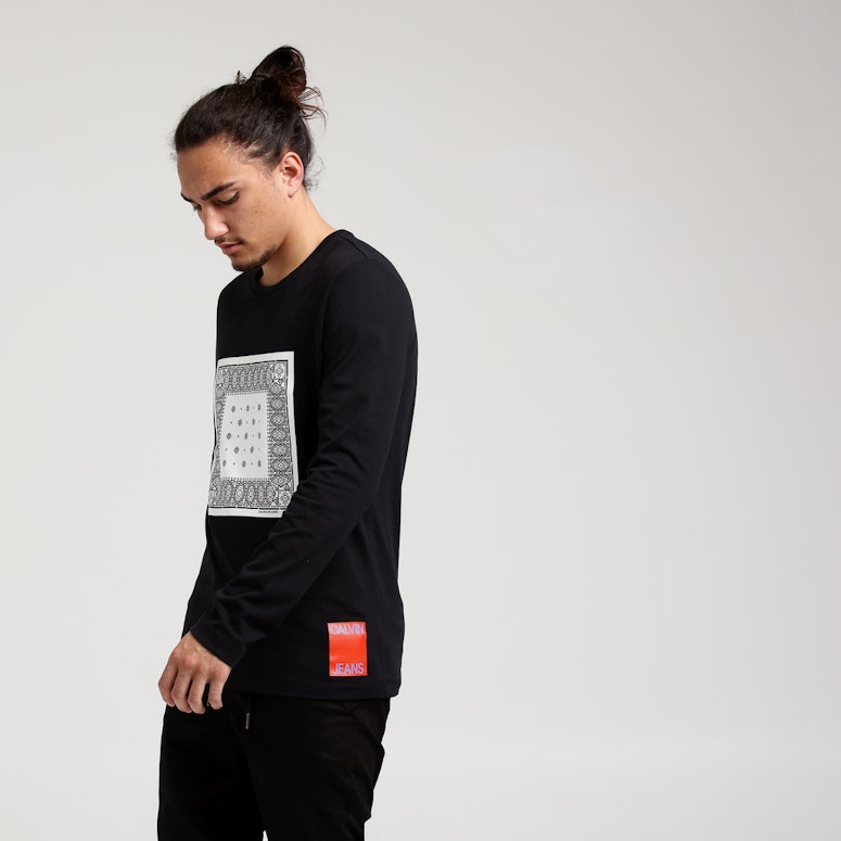 Calvin Klein Long Sleeve Bandana Slim Tee Black