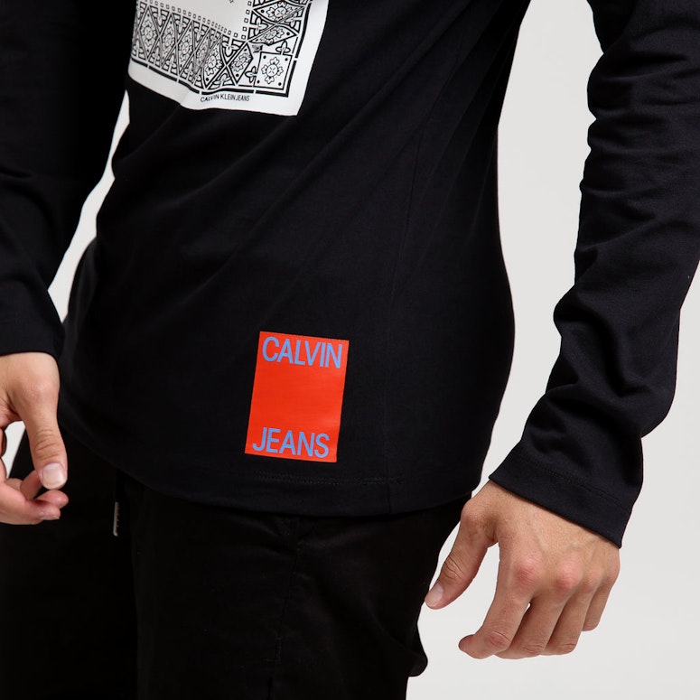 Calvin Klein Long Sleeve Bandana Slim Tee Black