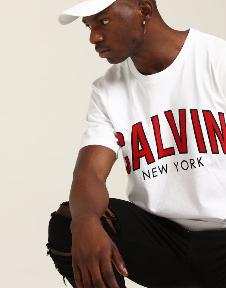 Calvin Klein Curved Varsity Reg Tee White