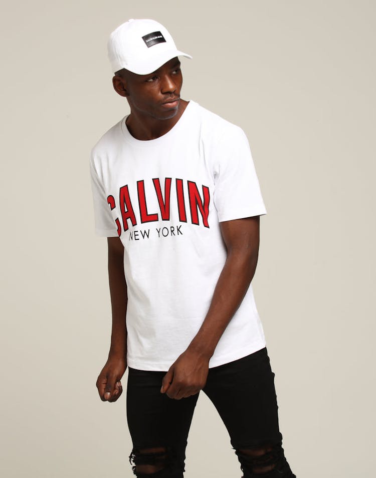 Calvin Klein Curved Varsity Reg Tee White
