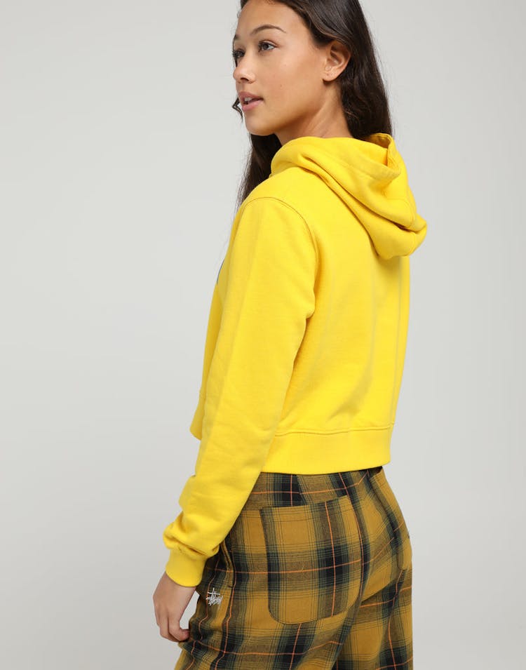 Calvin Klein Women's Curved Logo Crop Hood Lemon