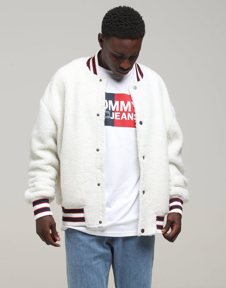 Tommy Jeans TJM Teddy Bomber Classic White