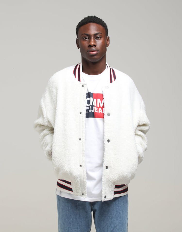 Tommy Jeans TJM Teddy Bomber Classic White