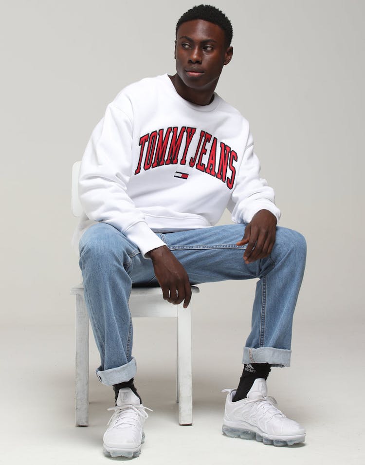 Tommy Jeans Clean Collegiate Crew Classic White