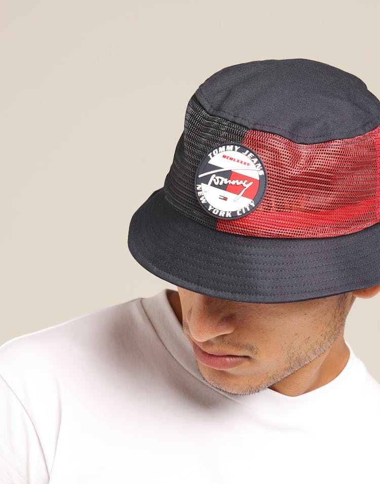 Tommy Jeans TJM Heritage Bucket Hat Navy/Red