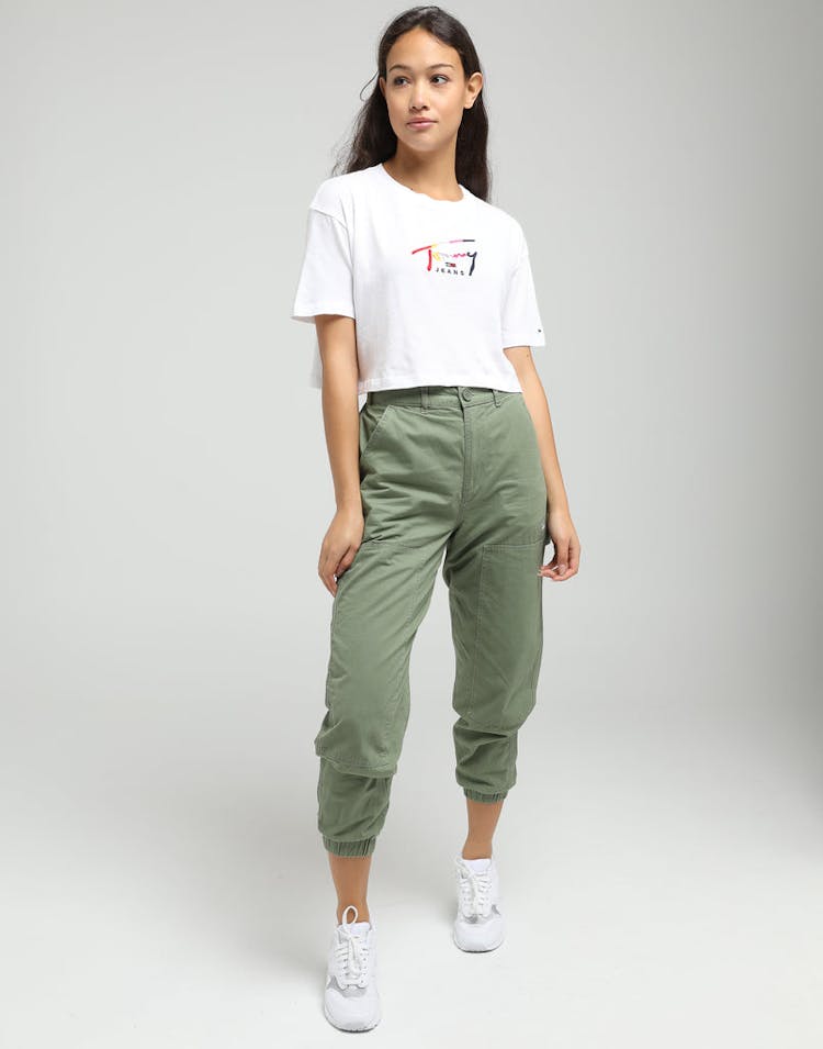 Tommy Jeans Women's TJW Cropped Tommy Script Tee Classic White