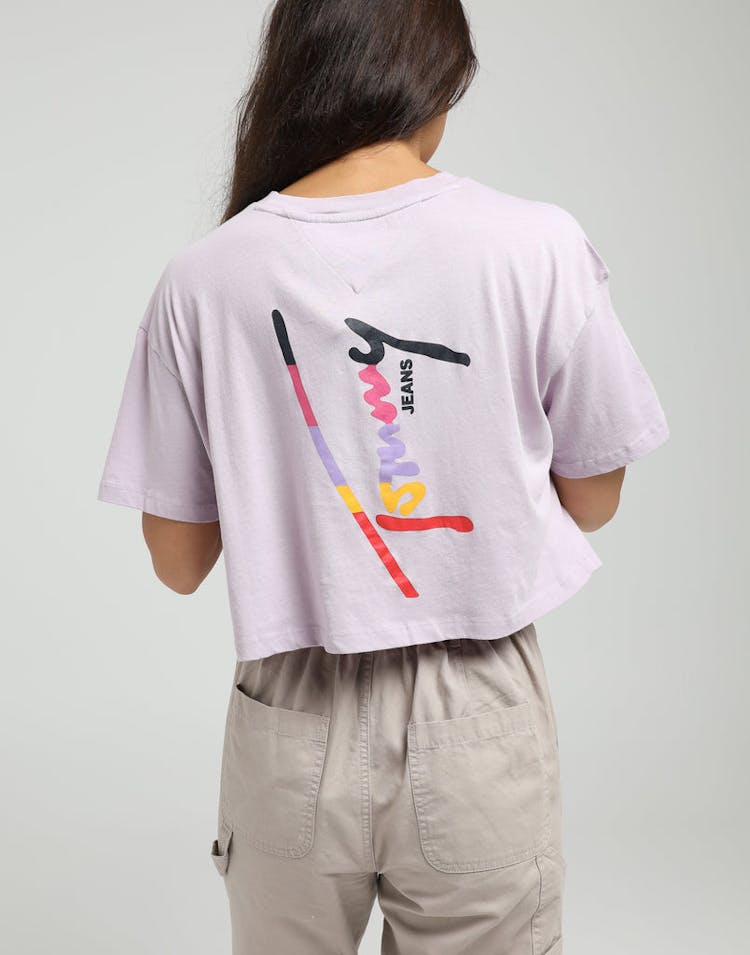 Tommy Jeans Women's TJW Cropped Tommy Script Tee Classic Lilac