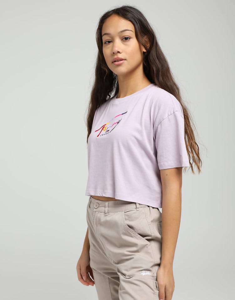 Tommy Jeans Women's TJW Cropped Tommy Script Tee Classic Lilac