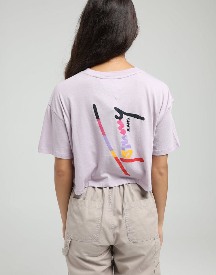 Tommy Jeans Women's TJW Cropped Tommy Script Tee Classic Lilac