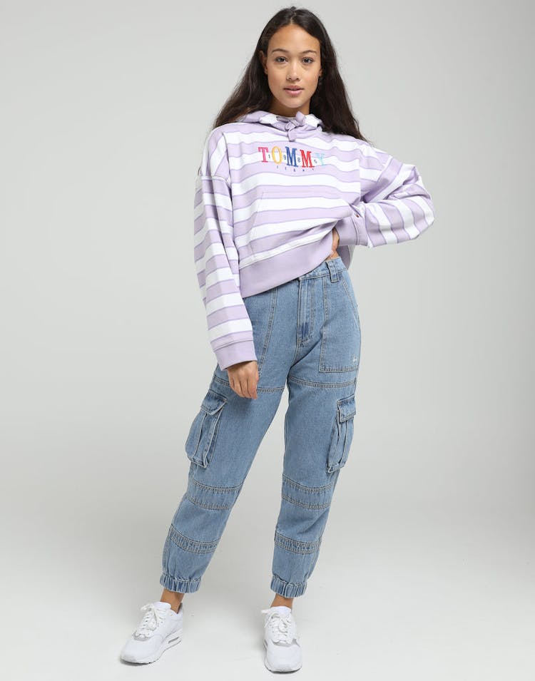 Tommy Jeans Women's TJW Stripe Graphic Hoodie Lilac/White