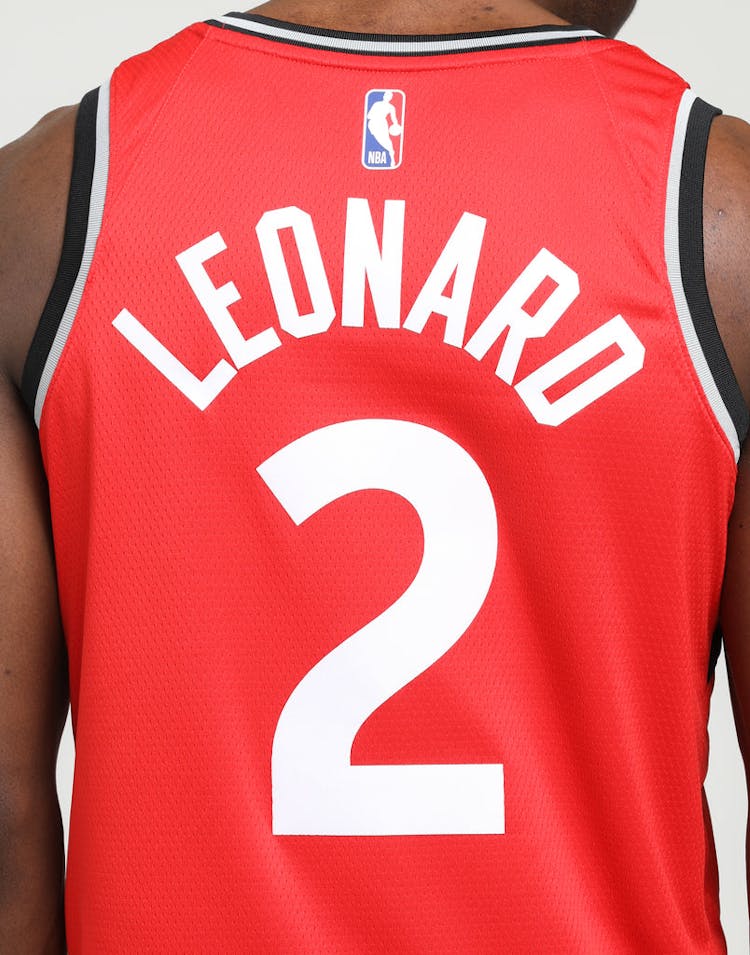 NIKE TORONTO RAPTORS KAWHI LEONARD #2 DRI-FIT SWINGMAN JERSEY RED/BLACK