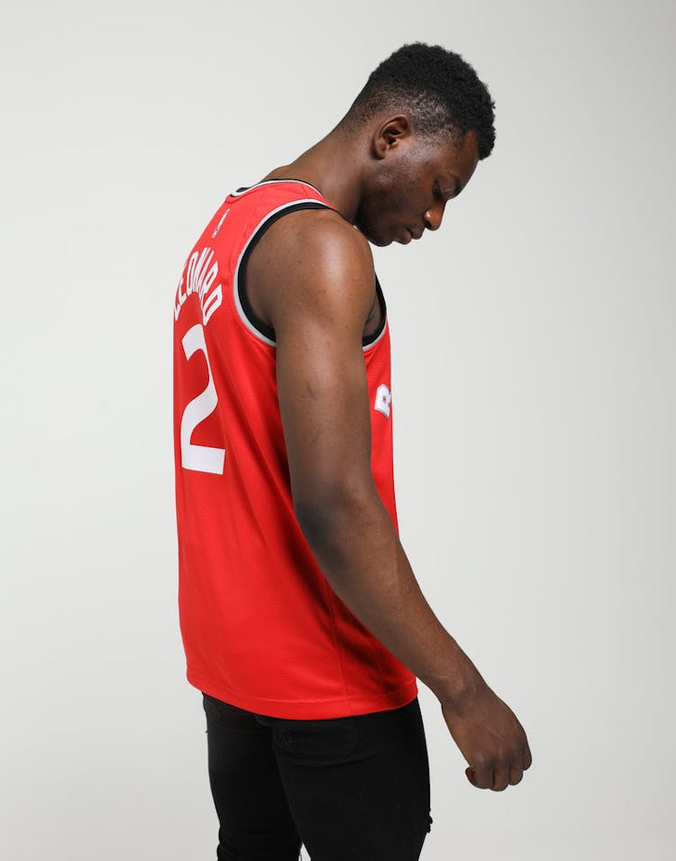 NIKE TORONTO RAPTORS KAWHI LEONARD #2 DRI-FIT SWINGMAN JERSEY RED/BLACK