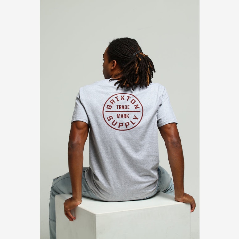 Brixton Oath SS Standard Tee Heather Grey/Burgundy