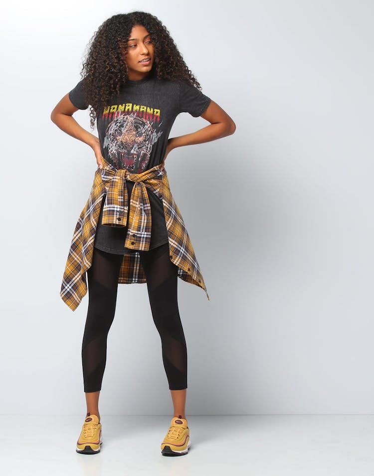 Nana Judy Women's Kylie Boyfriend Flannel Shirt Yellow Plaid