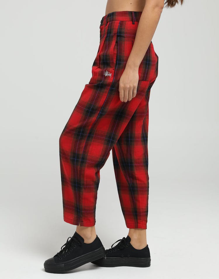 Stussy Women's Kingston Check Pant Red Check