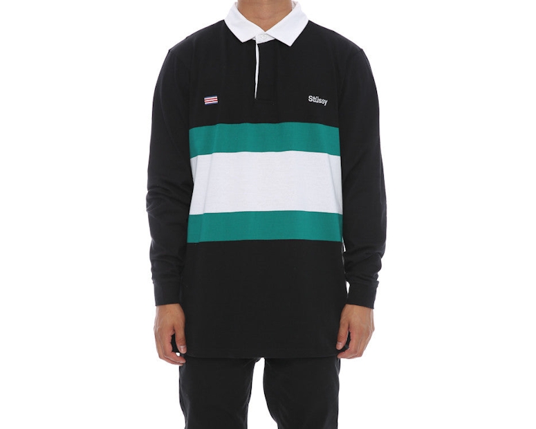 Stussy Flag LS Rugby Tee - Black