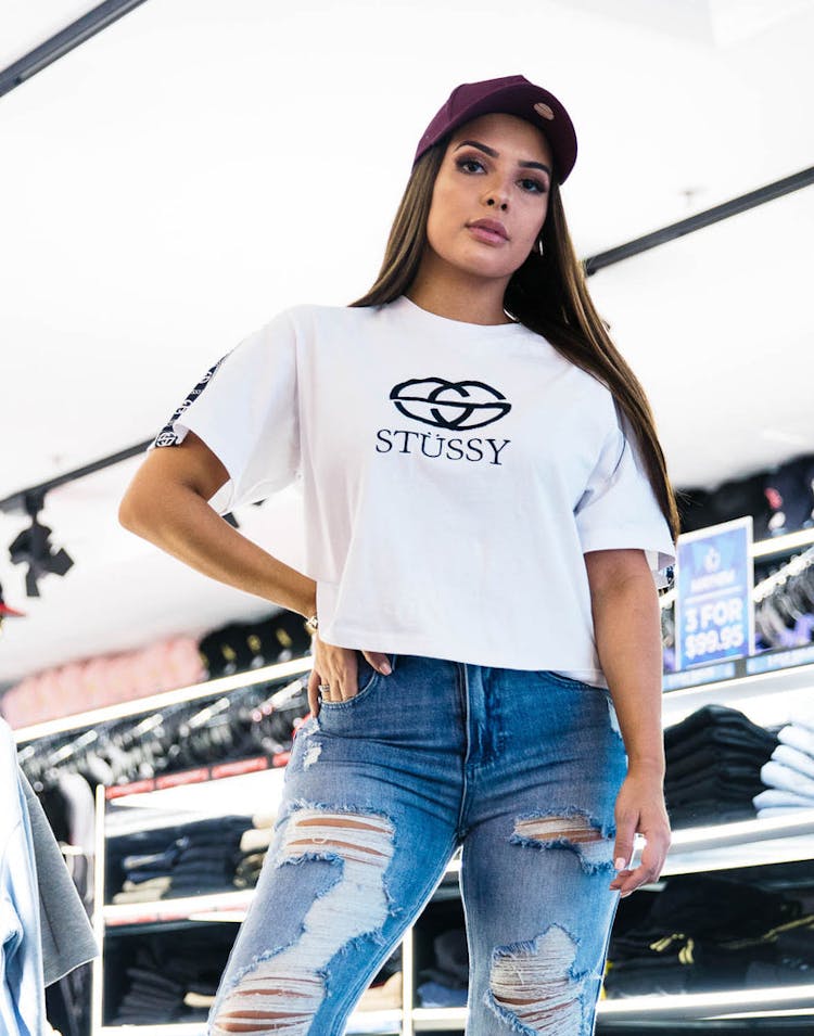 Stussy Women's Havana OS Crop Tee White