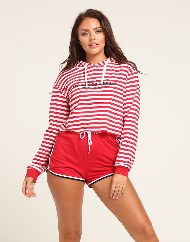 Stussy Women's Niche Crop Hood Red Stripe