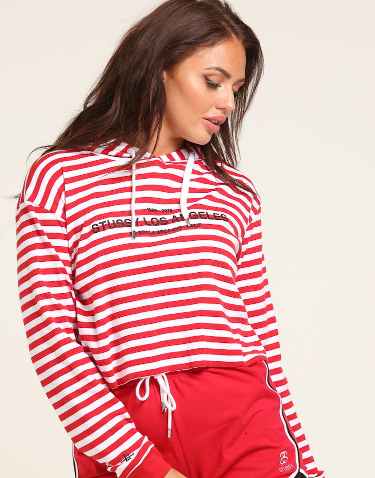 Stussy Women's Niche Crop Hood Red Stripe
