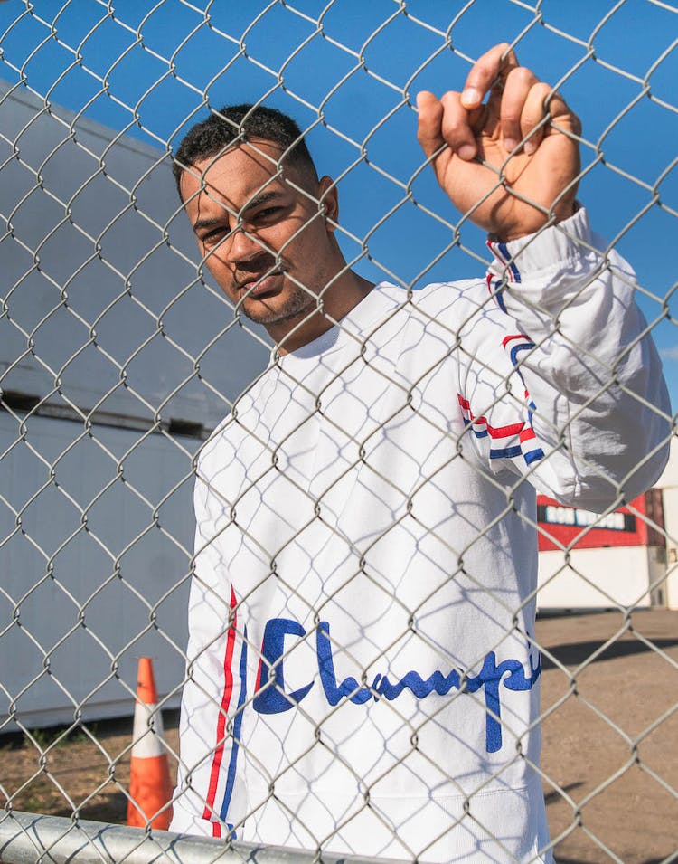 Champion Reverse Weave Crew with Crinkle LS White