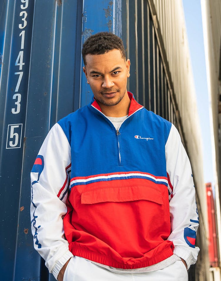 Champion Quarter Zip Light Weight Jacket Red/Blue/White