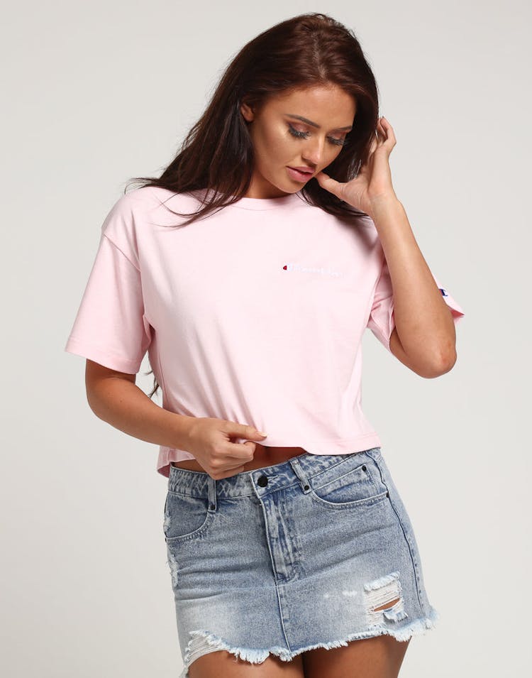 Champion Women's Heritage Tee Mini Script Pink