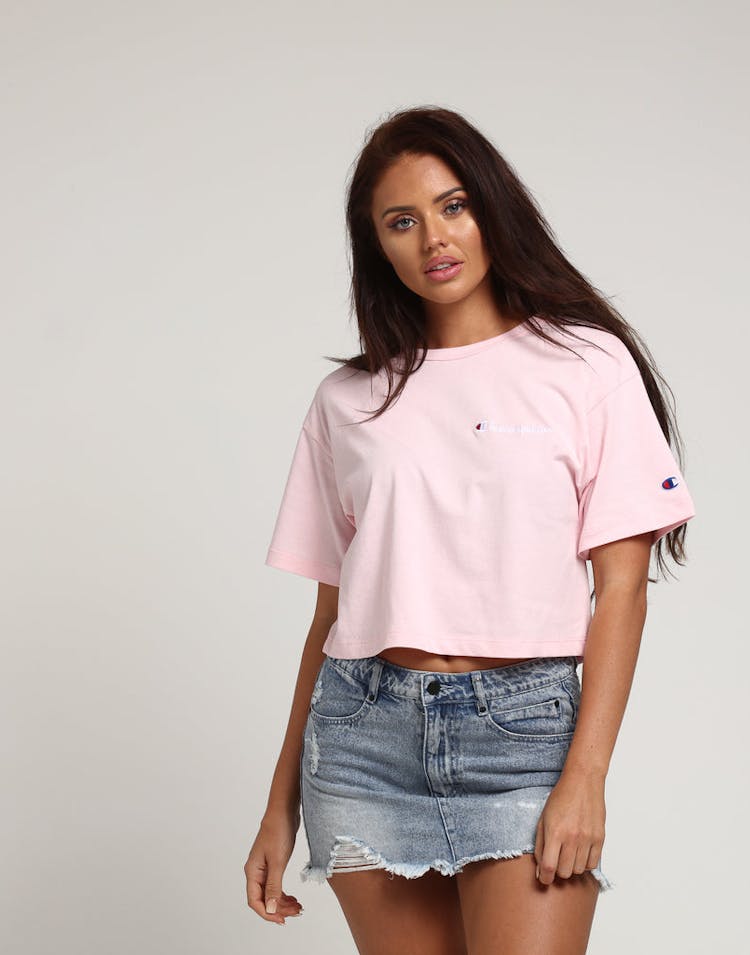 Champion Women's Heritage Tee Mini Script Pink