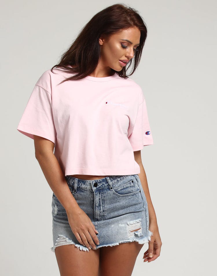 Champion Women's Heritage Tee Mini Script Pink
