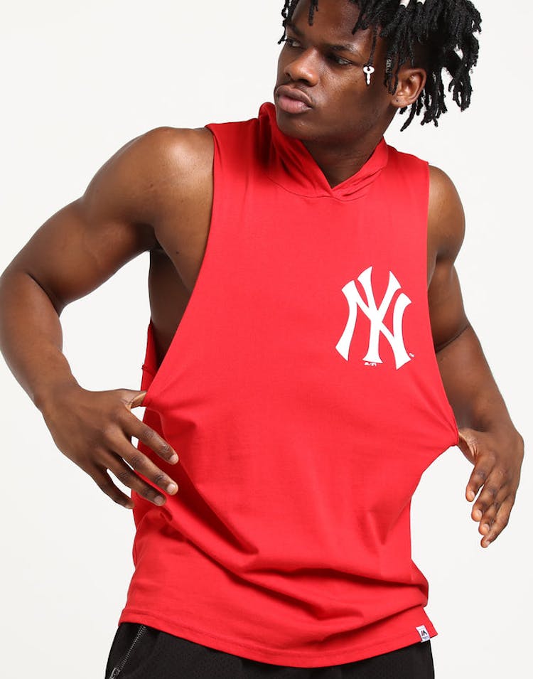 Majestic Athletic New York Yankees Vincennes Muscle Hood Red