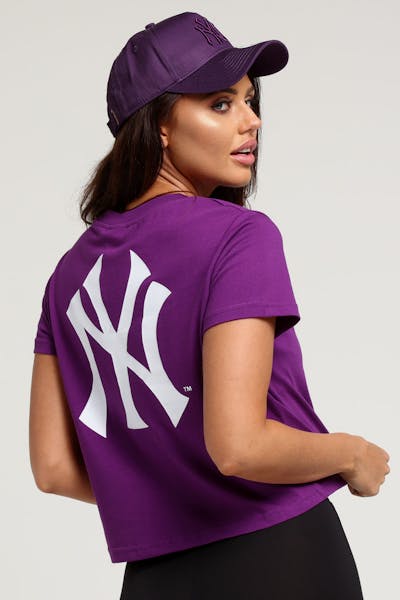 Majestic Athletic Women's New York Yankees Camila Cropped Tee Purple