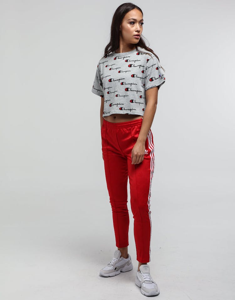 Champion Women's Cropped Print Tee Oxford Grey Heather/Script